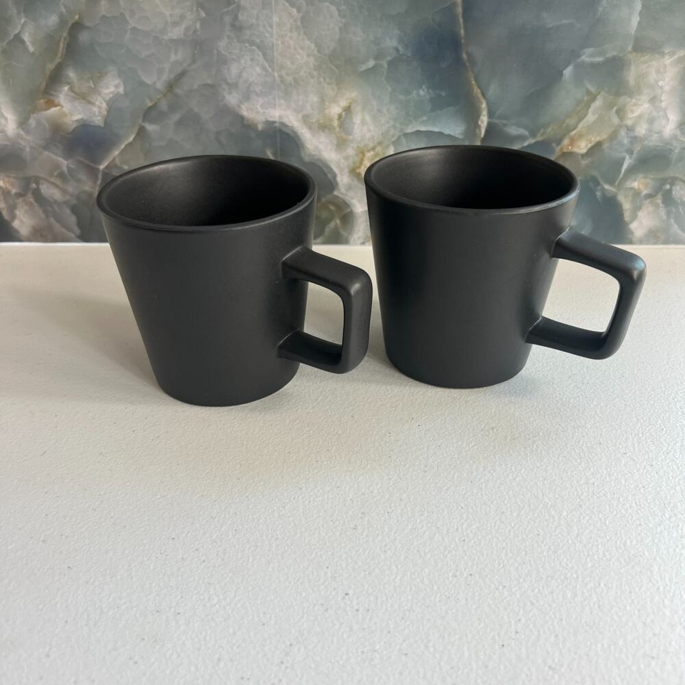 Stone + Lain Stoneware Mugs Set of 2 4" Dark Brown Matte